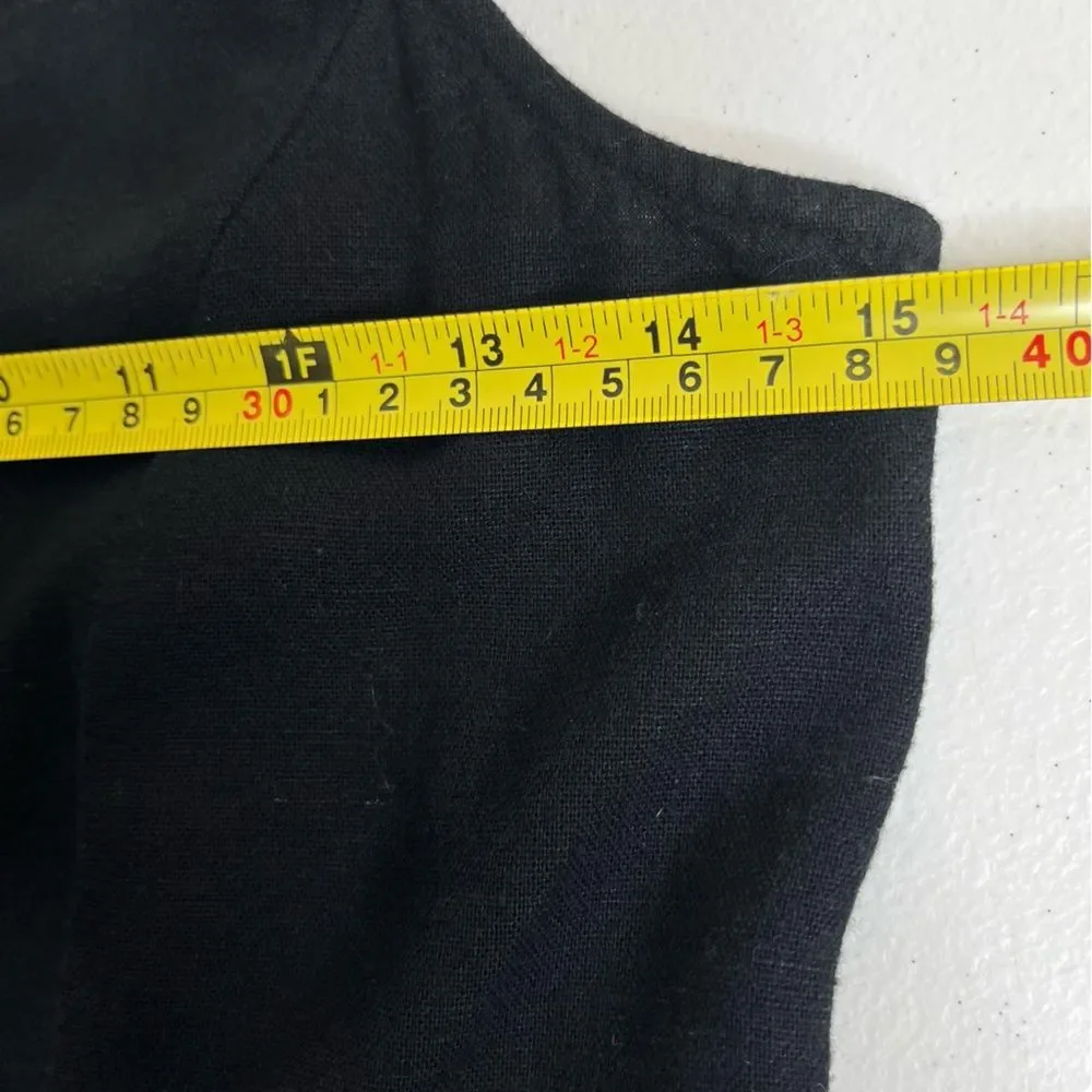 Old Navy Linen Rayon Black Jack Romper Overall Cropped Smocked Back Women Small - Picture 10 of 15